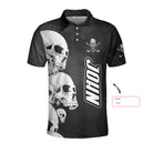 White Skull Heads And Golf Custom Polo Shirt, Personalized Halloween Gift For Golfers, Scary Golf Shirt