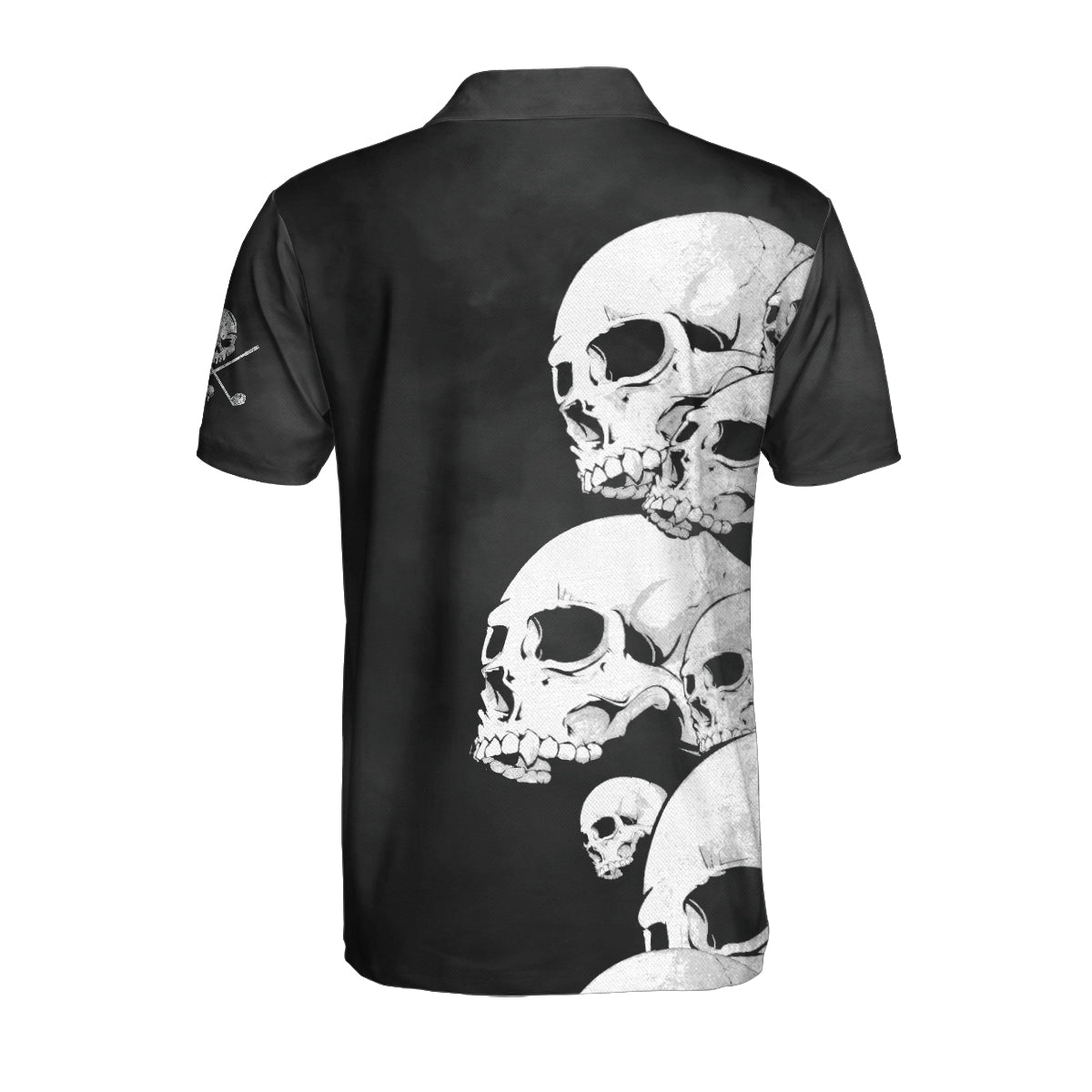 White Skull Heads And Golf Custom Polo Shirt, Personalized Halloween Gift For Golfers, Scary Golf Shirt