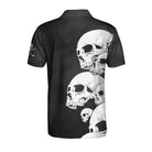White Skull Heads And Golf Custom Polo Shirt, Personalized Halloween Gift For Golfers, Scary Golf Shirt