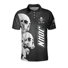 White Skull Heads And Golf Custom Polo Shirt, Personalized Halloween Gift For Golfers, Scary Golf Shirt