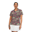 Women's Maroon Santa Playing Golf Christmas Golf Polo Shirts