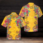 Yellow Hippie Peace Sign And Flowers Hawaiian Shirt, Foral Hippie Peace Sign Shirt, Best Hippie Gift