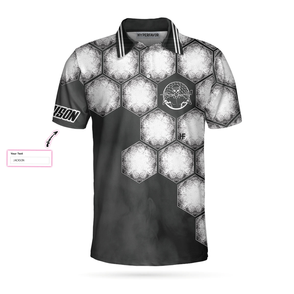 Your Hole Is My Goal Golf Ball Custom Polo Shirt, Personalized Golf Ball Shirt For Men, Black And White Golf Shirt