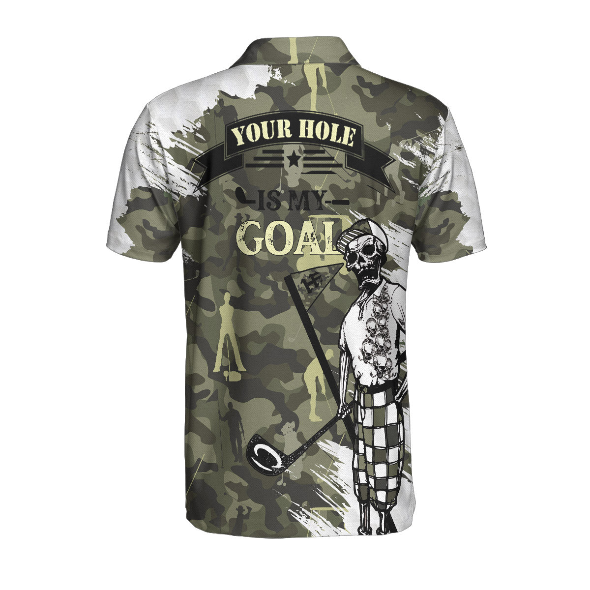 Your Hole Is My Goal Skull Golfer Custom Polo Shirt, Personalized Golf Shirt For Men