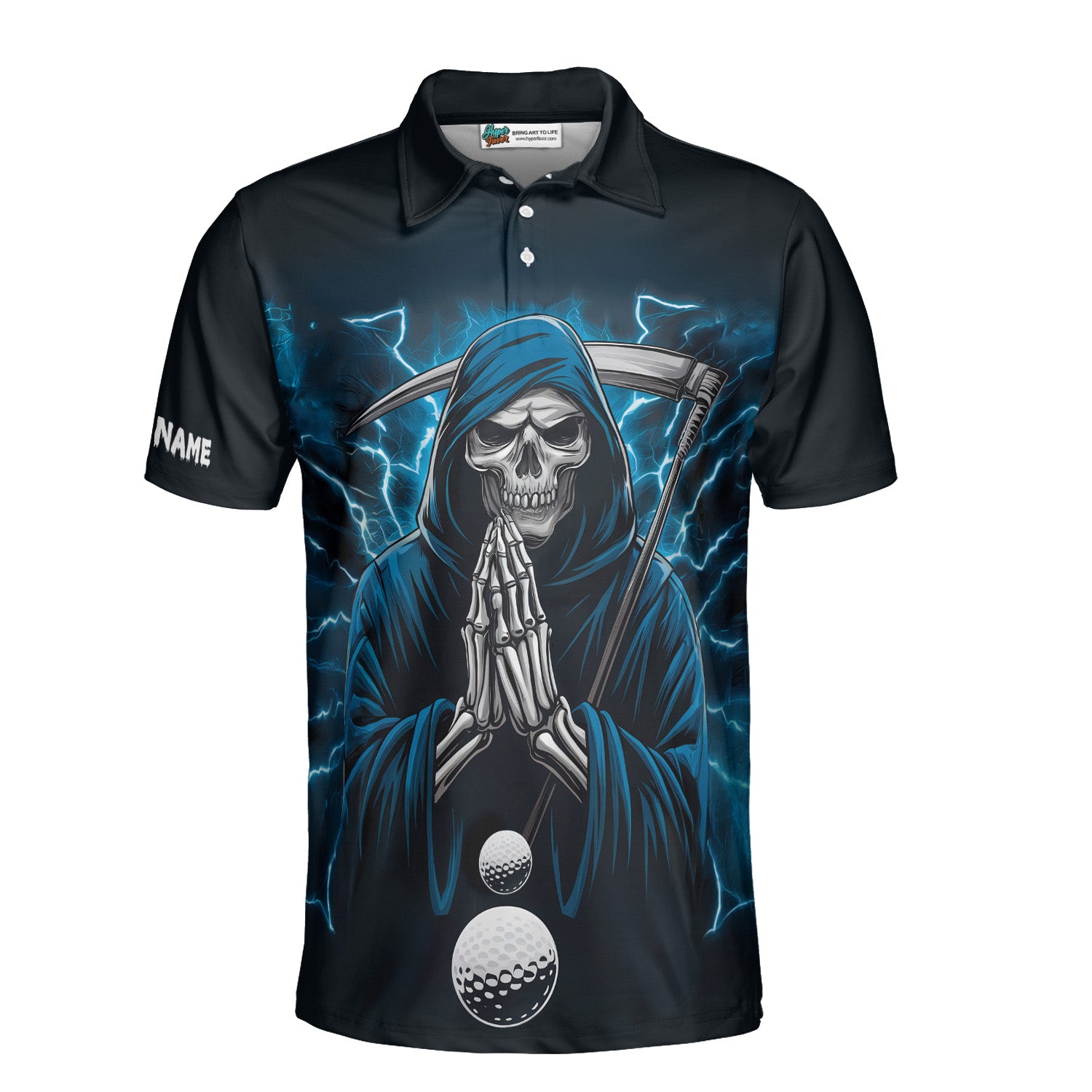 Custom Name Skeleton Golf Polo Shirt Golfing Because Murder Is Wrong Men's