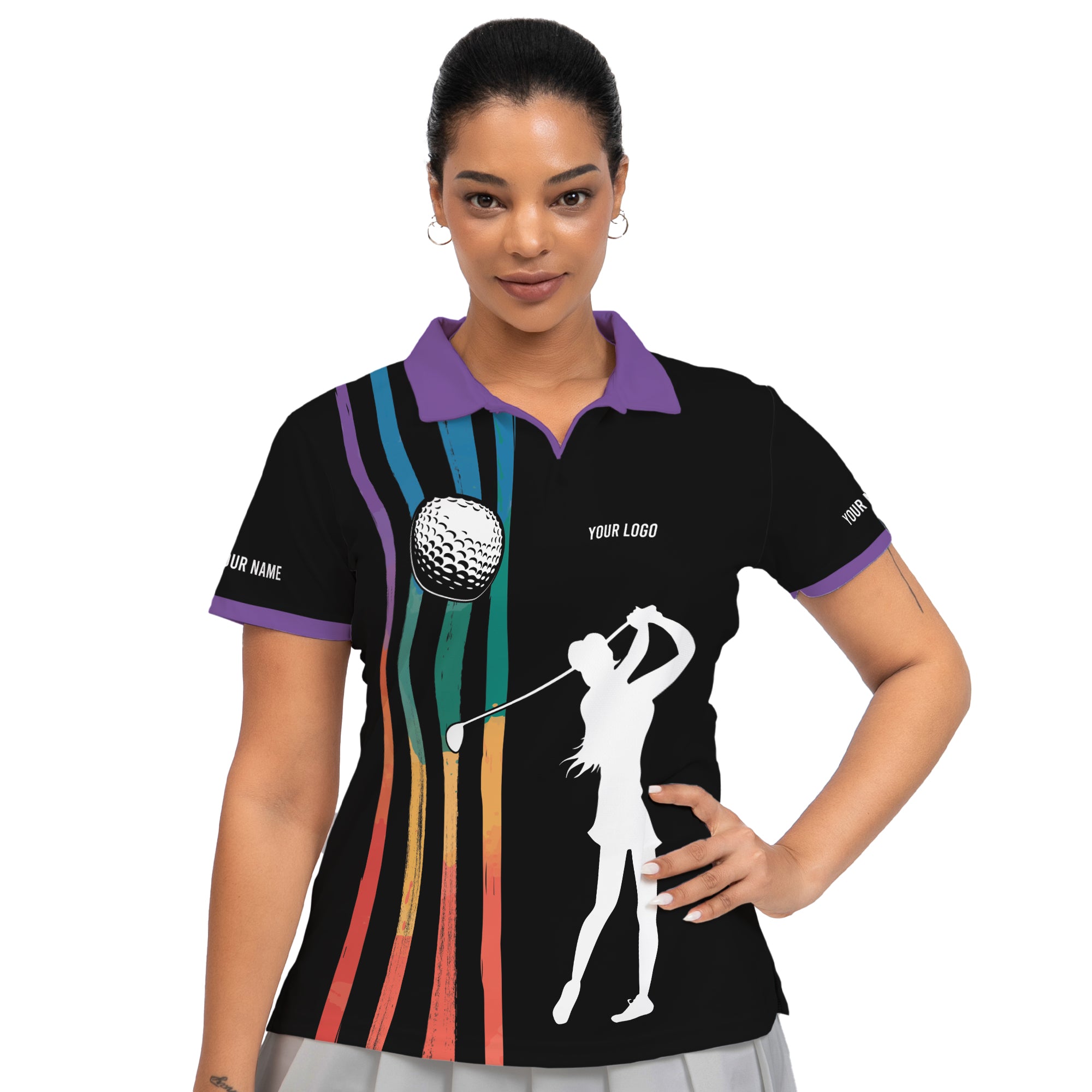 Custom Women's Golf Polo Shirt Swing Swear Repeat Funny Golf Shirt