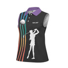 Custom Women's Sleeveless Golf Polo Shirt Swing Swear Repeat Funny Golf Shirt