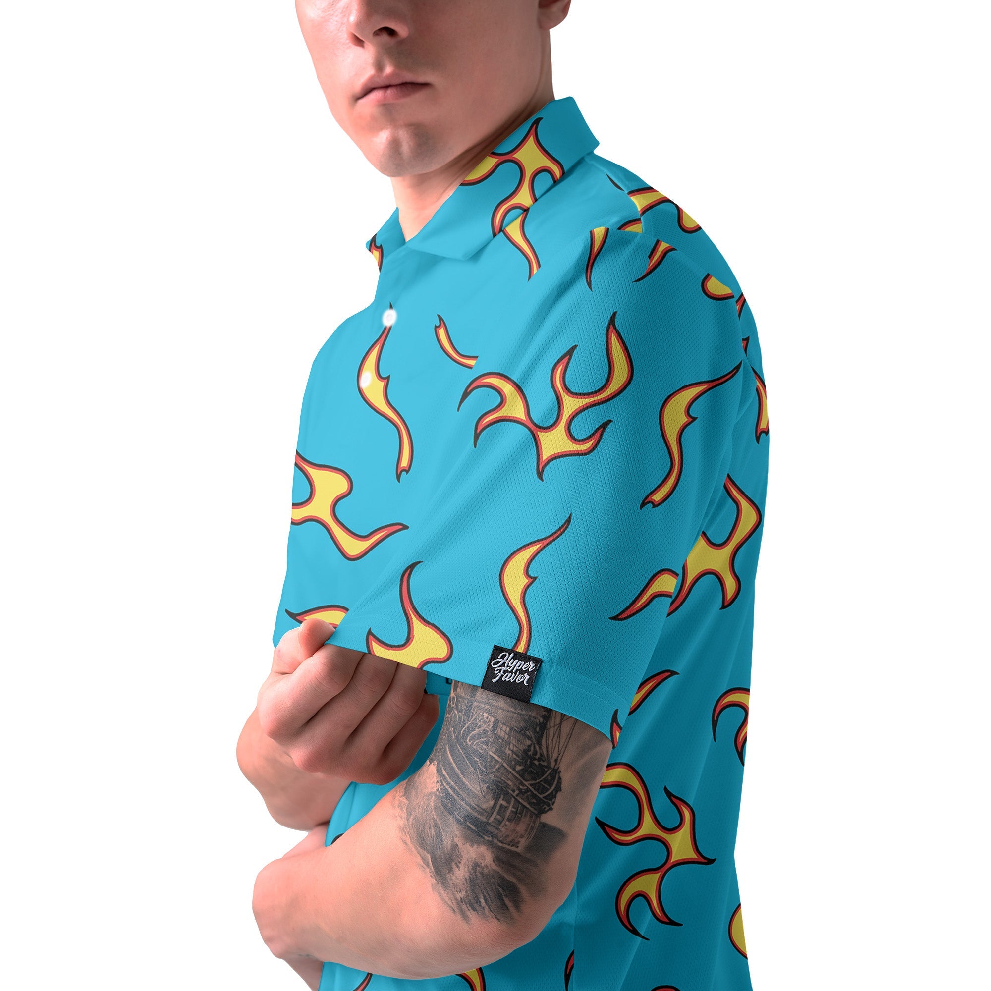 Golf Wang Inspired Flame Polo Shirt for Men, Stylish Streetwear Golf Polo