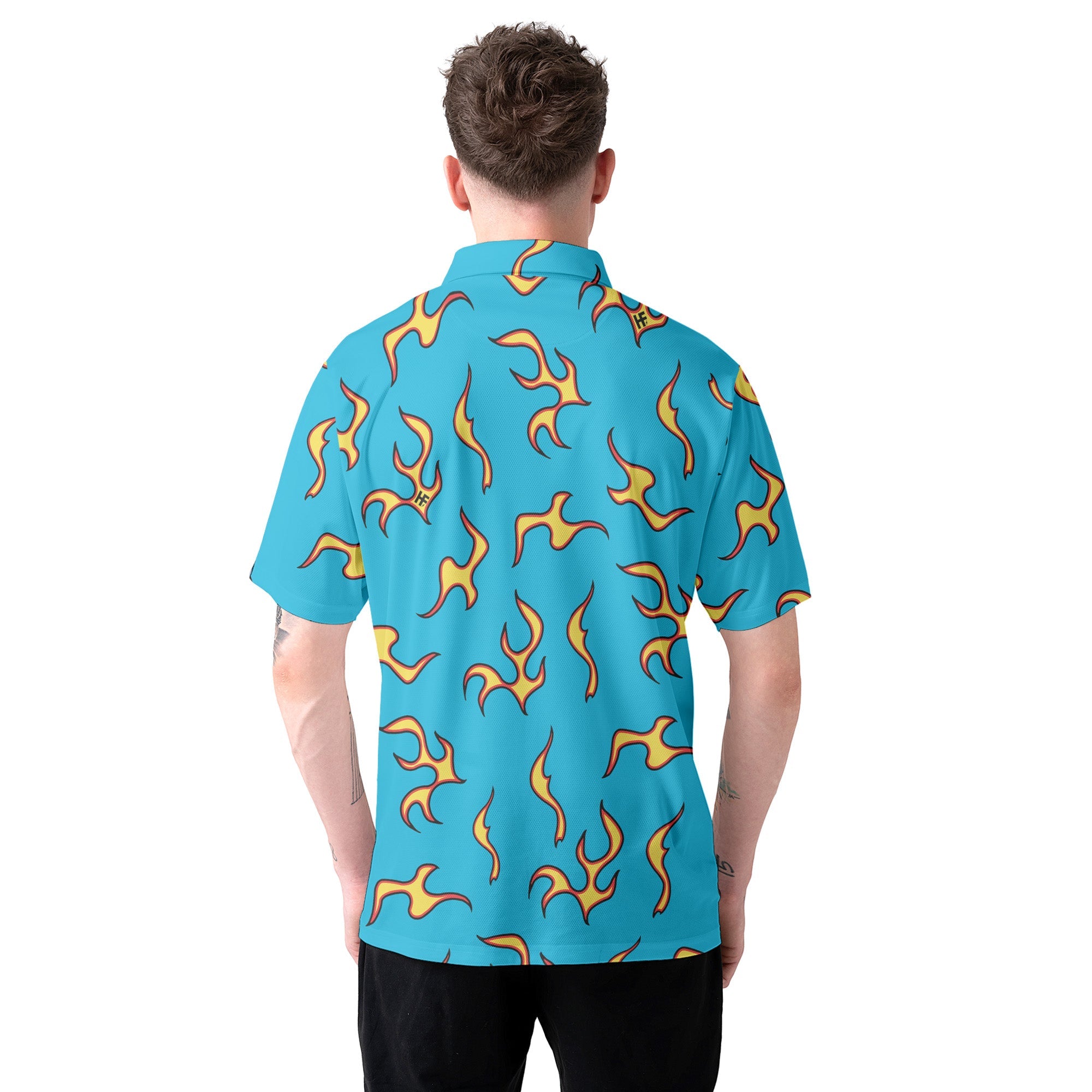 Golf Wang Inspired Flame Polo Shirt for Men, Stylish Streetwear Golf Polo