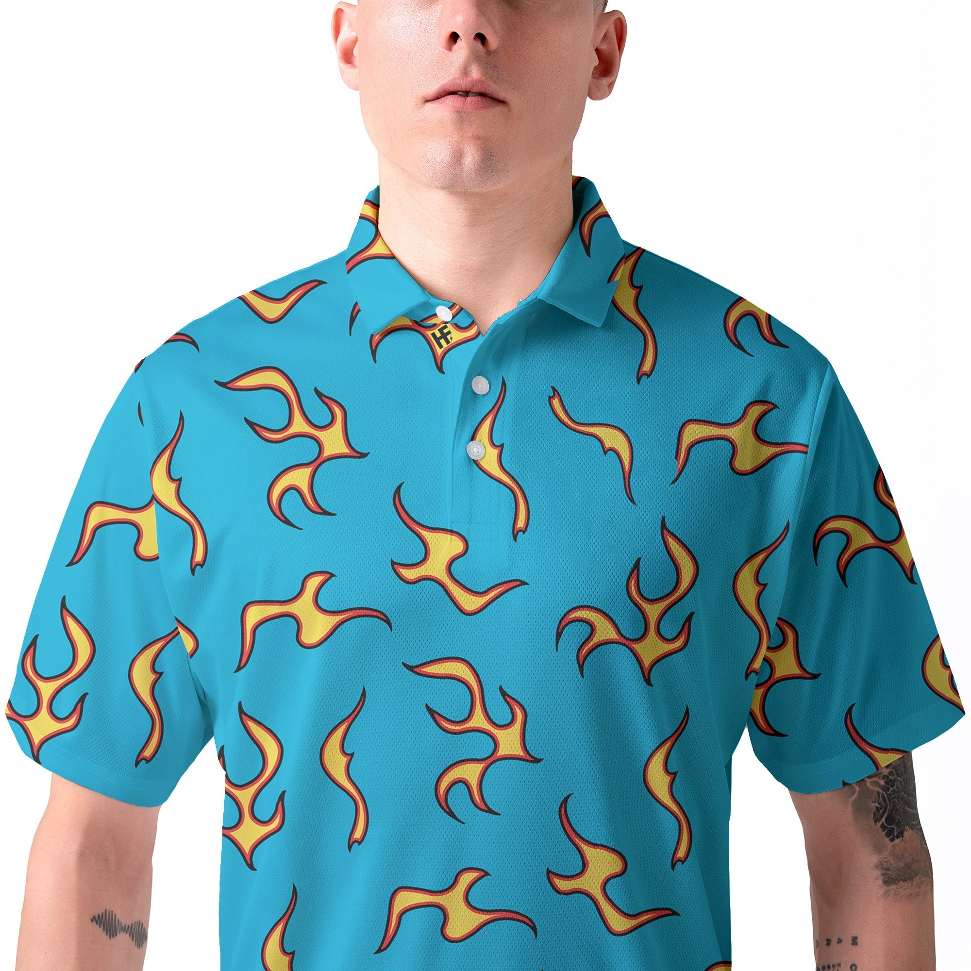 Golf Wang Inspired Flame Polo Shirt for Men, Stylish Streetwear Golf Polo