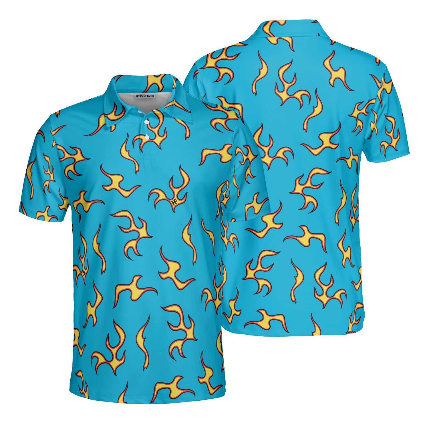 Golf Wang Inspired Flame Polo Shirt for Men, Stylish Streetwear Golf Polo