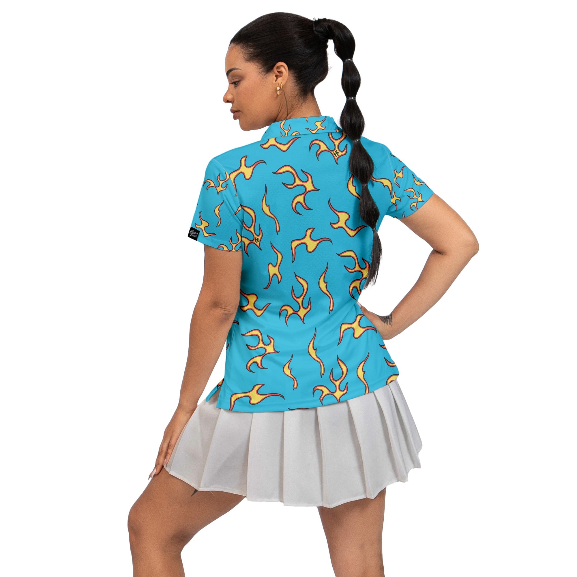 Golf Wang Inspired Flame Polo Shirt for Women, Stylish Streetwear Golf Polo