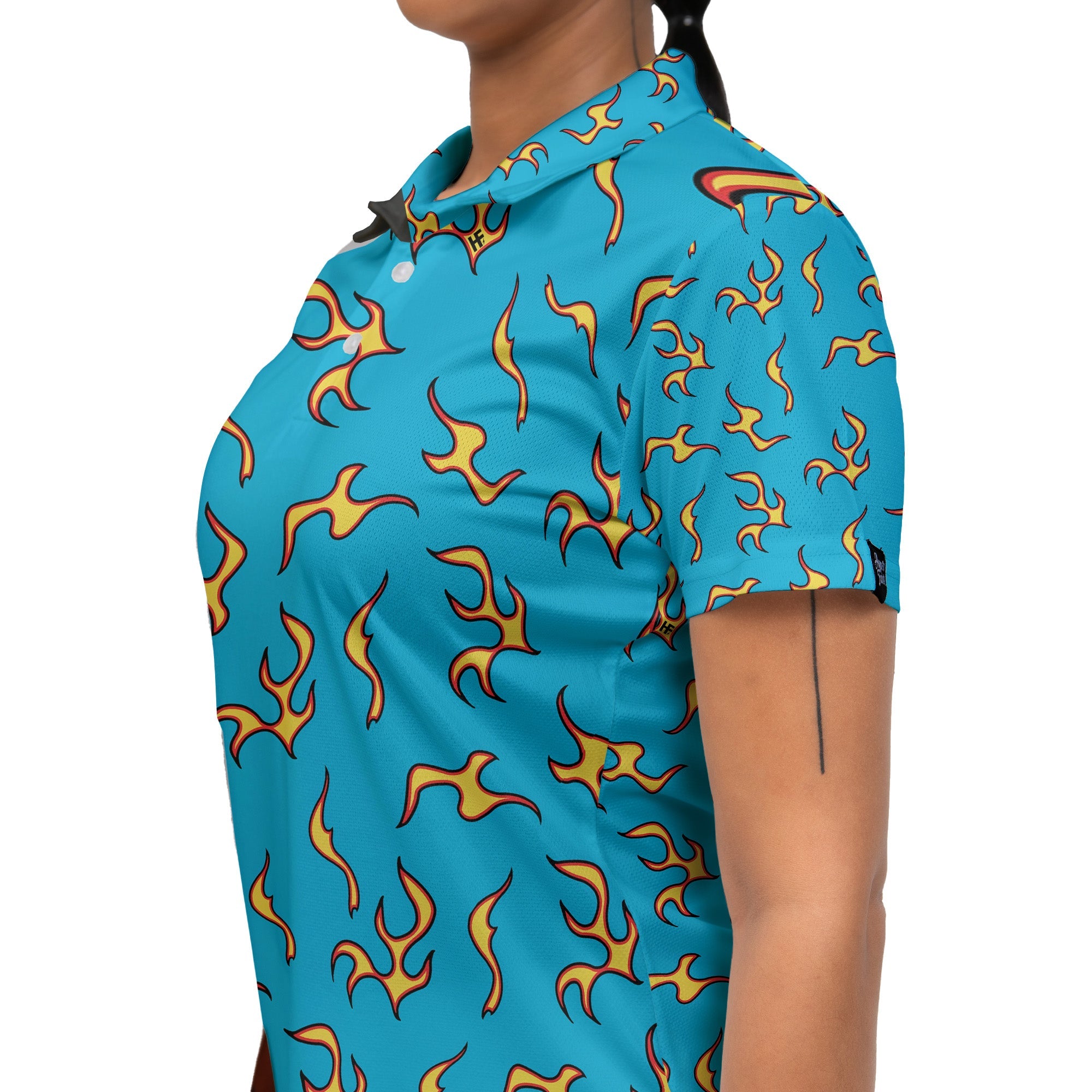 Golf Wang Inspired Flame Polo Shirt for Women, Stylish Streetwear Golf Polo
