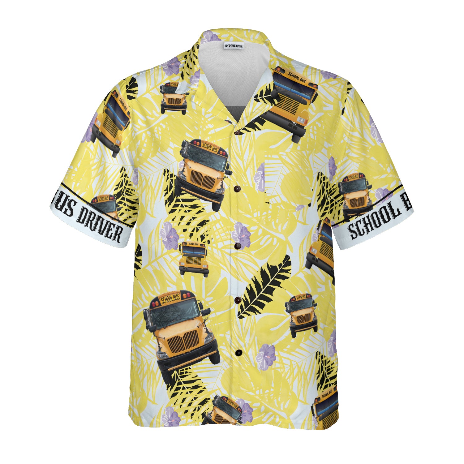 HYPERFAVOR Yellow Tropical School Bus Hawaiian Shirt