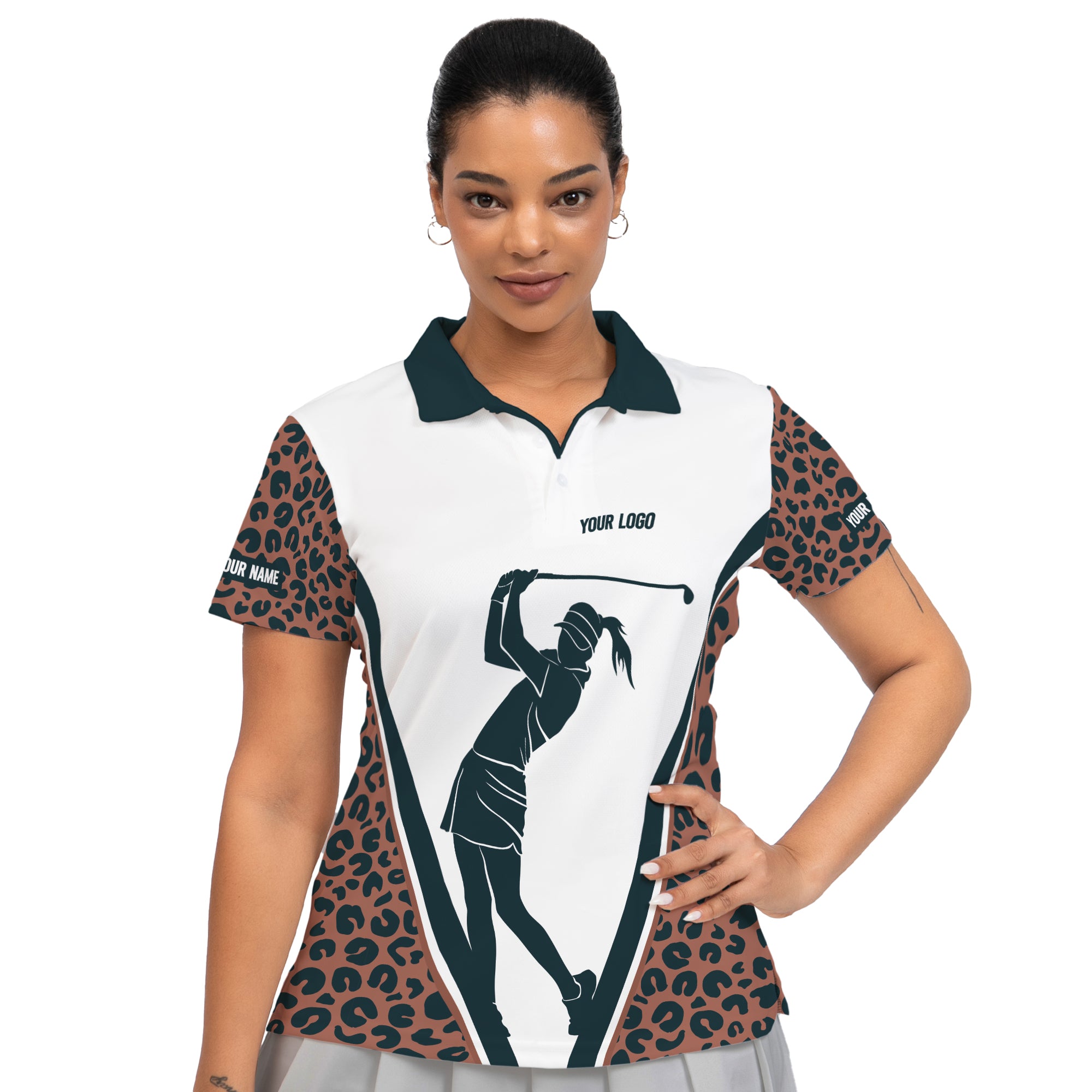 Leopard Print Golf Polo Shirt Custom Women's Golf Shirt for the Love of the Game