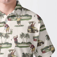 Men's Ivory Tropical Santa Golfing Polo Shirts