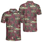 Men's Maroon Santa Playing Golf Christmas Golf Polo Shirts