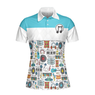 Music Teacher Short Sleeve Women Polo Shirt, White And Blue Music Pattern Shirt For Women, Gift For Music Teachers