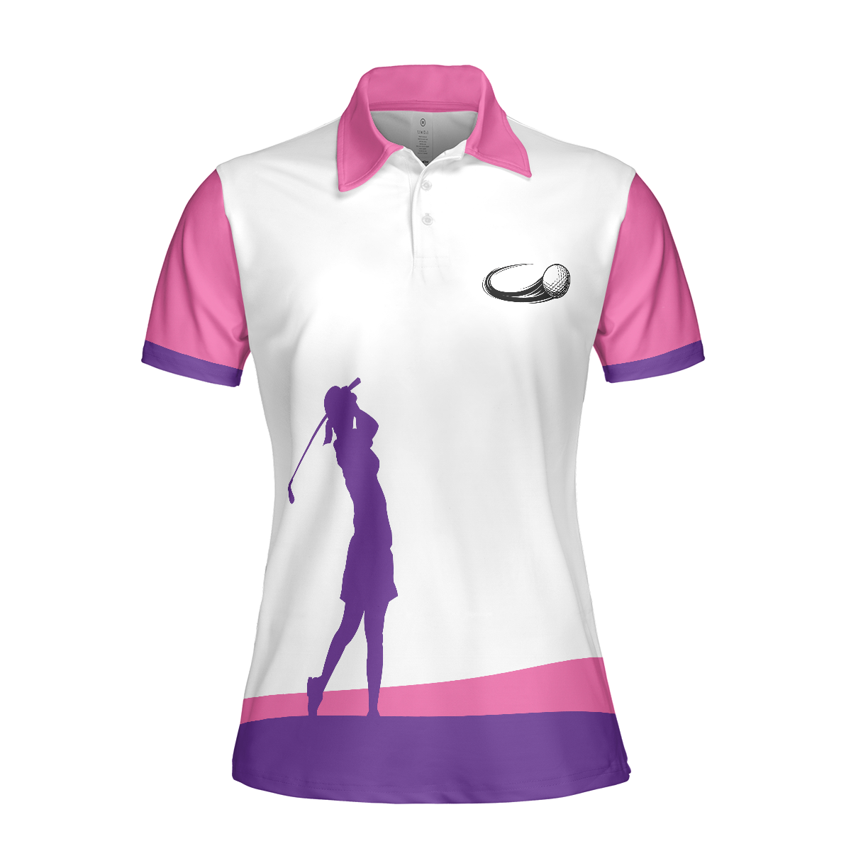 Swing Swear Look For Ball Repeat Golf Short Sleeve Women Polo Shirt, White And Pink Golf Shirt For Ladies, Unique Female Golf Gift