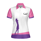 Swing Swear Look For Ball Repeat Golf Short Sleeve Women Polo Shirt, White And Pink Golf Shirt For Ladies, Unique Female Golf Gift