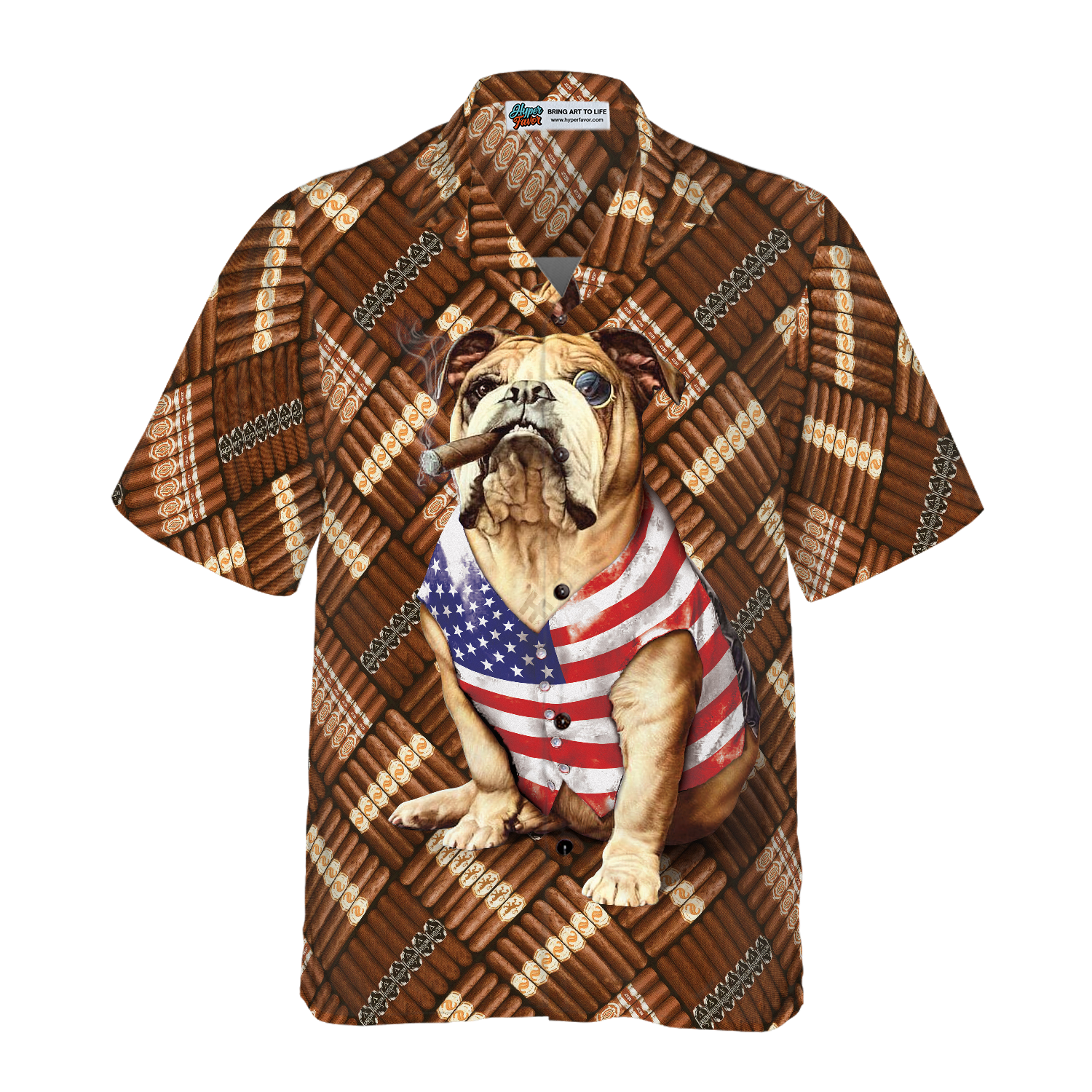 Cigar And American Bulldog Shirt For Men Hawaiian Shirt