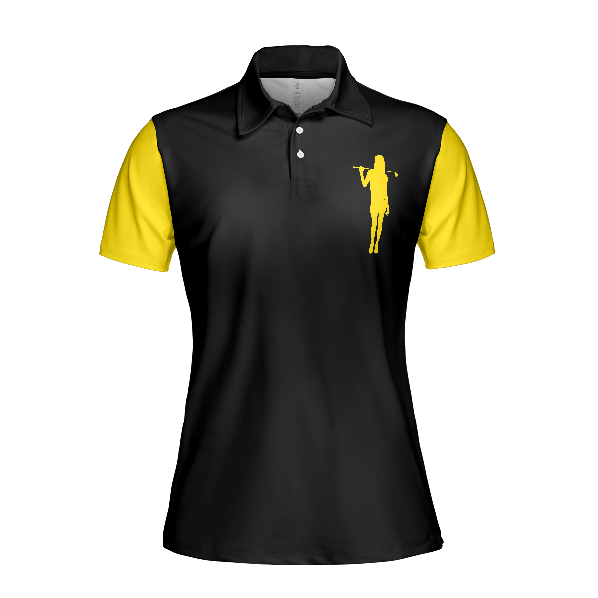 Definition Of Golf Girl Golf Short Sleeve Women Polo Shirt, Black And Yellow Golf Shirt For Ladies