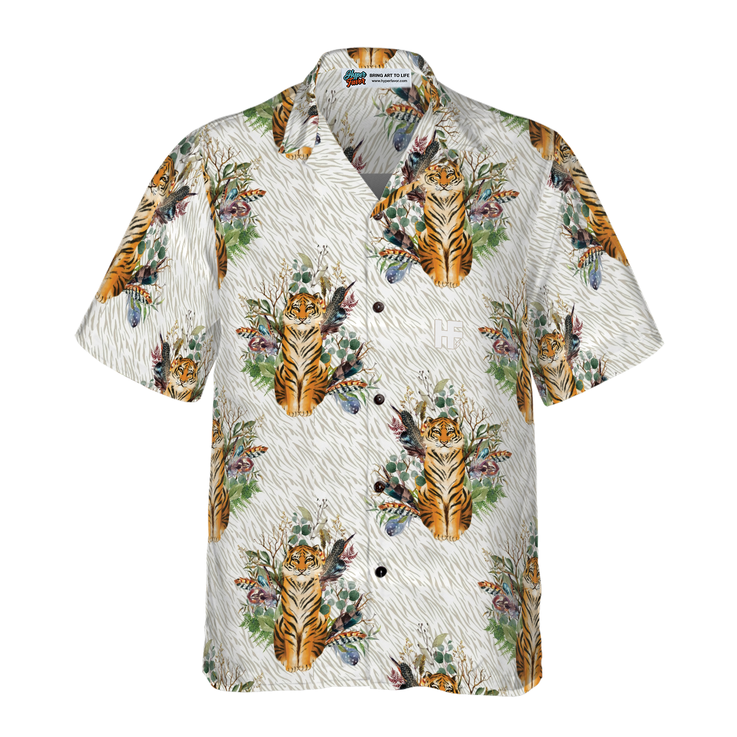 Floral Boho Tiger Shirt For Men Hawaiian Shirt