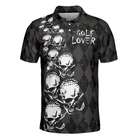 Elegant Argyle Pattern And Skull Golf Lover Polo Shirt V2, Black Skull Golf Shirt For Men