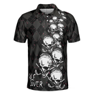 Elegant Argyle Pattern And Skull Golf Lover Polo Shirt, Black Skull Golf Shirt For Men