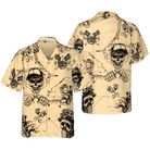 Skull On Retro Mechanism Background Hawaiian Shirt