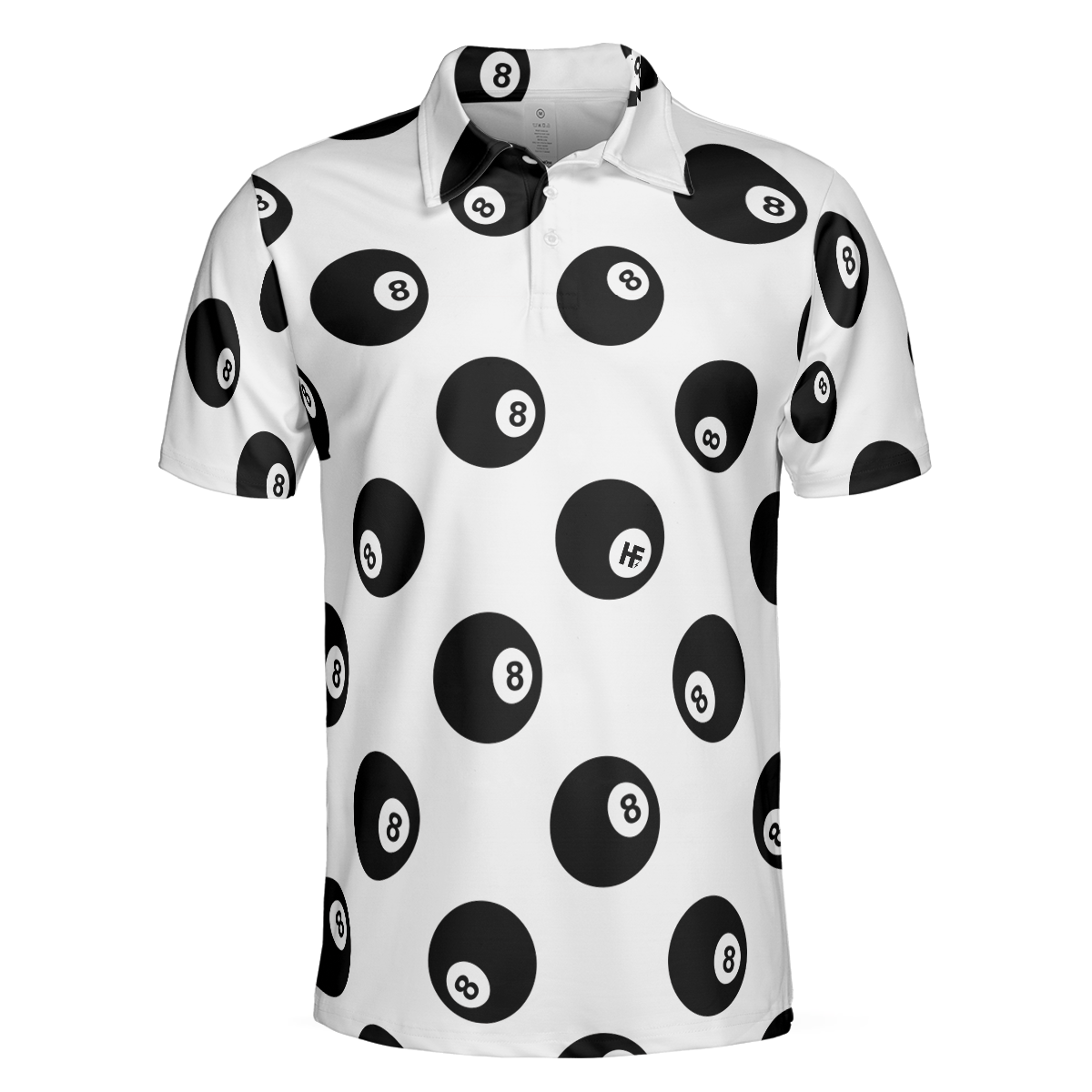 Billiards Pool Snooker 8 Balls Pattern Polo Shirt, Ball Pattern Billiards Polo Shirt For Men, Billiards Gift Idea