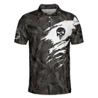 Never Underestimate An Old Man Camouflage Pattern Skull Polo Shirt, Army Skeleton Golfer Polo Shirt, Camo Golf Shirt For Men
