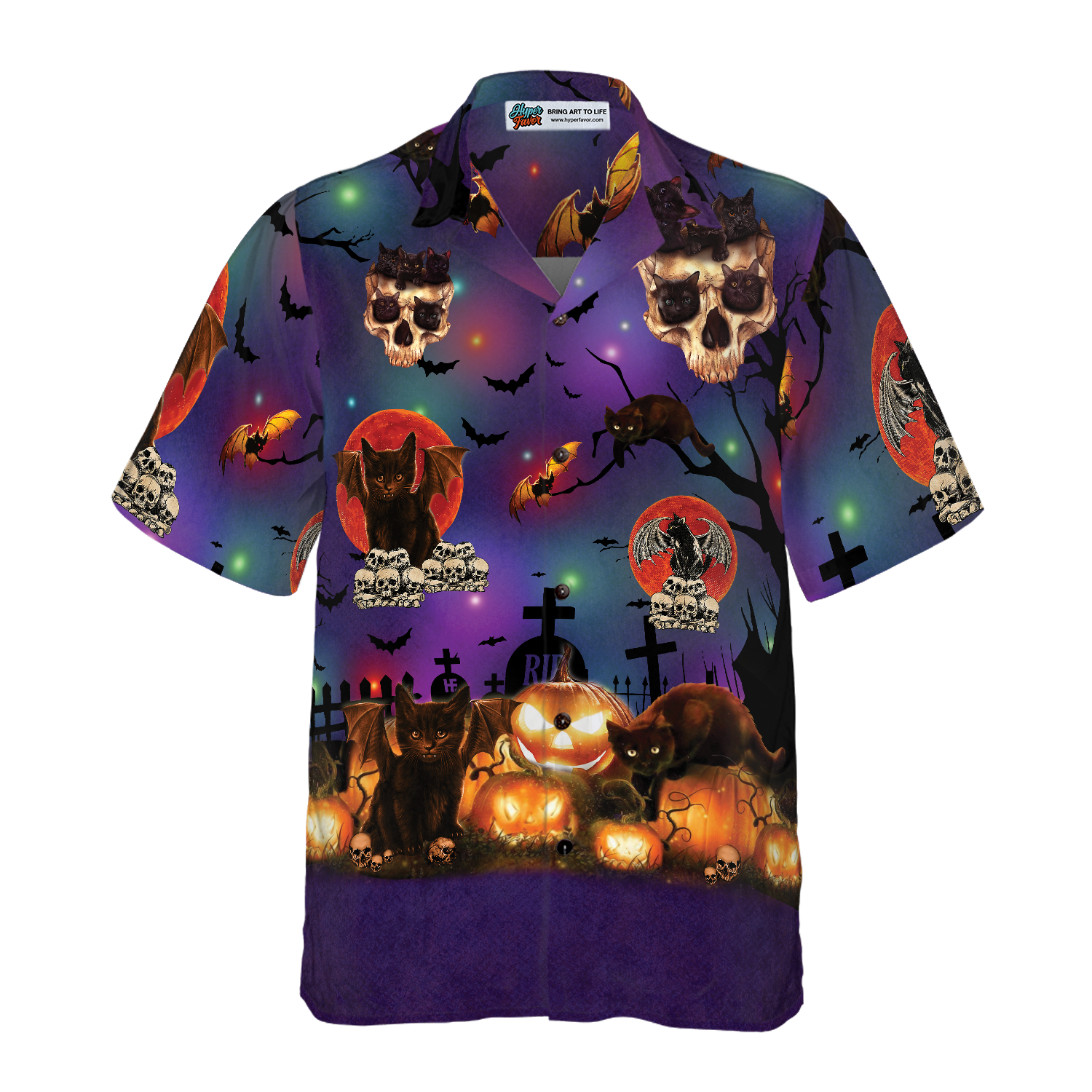 Black Cat Halloween Hawaiian Shirt