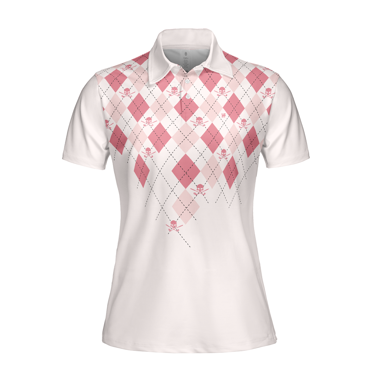 You Say Girls Can't Golf I Say Watch Me Short Sleeve Women Polo Shirt, Light Pink Argyle Pattern Shirt For Ladies