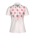 You Say Girls Can't Golf I Say Watch Me Short Sleeve Women Polo Shirt, Light Pink Argyle Pattern Shirt For Ladies