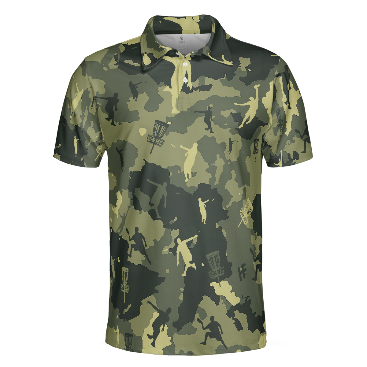 Camouflage Texture Disc Golf Shirt For Men Polo Shirt, Cool Camo Disc Golf Shirt Design For Male Players