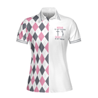 Jesus Is My Savior Golf Is My Therapy Short Sleeve Women Polo Shirt, Argyle Pattern Golf Shirt For Ladies