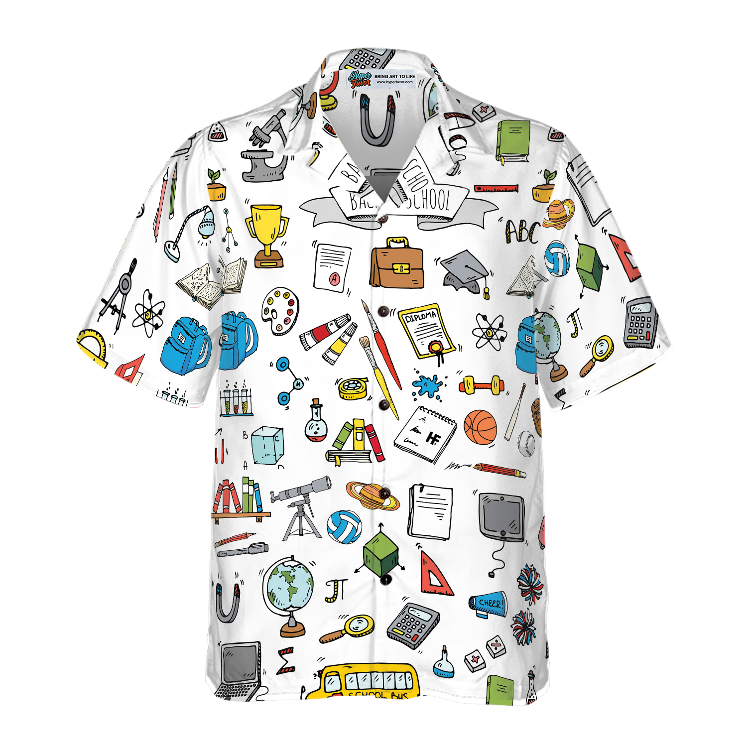 Back To School Hand Drawn Doodle Style School Hawaiian Shirt