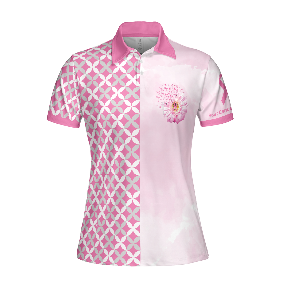 Faith Hope Love Breast Cancer Awareness Short Sleeve Women Polo Shirt, Pink Breast Cancer Awareness Shirt