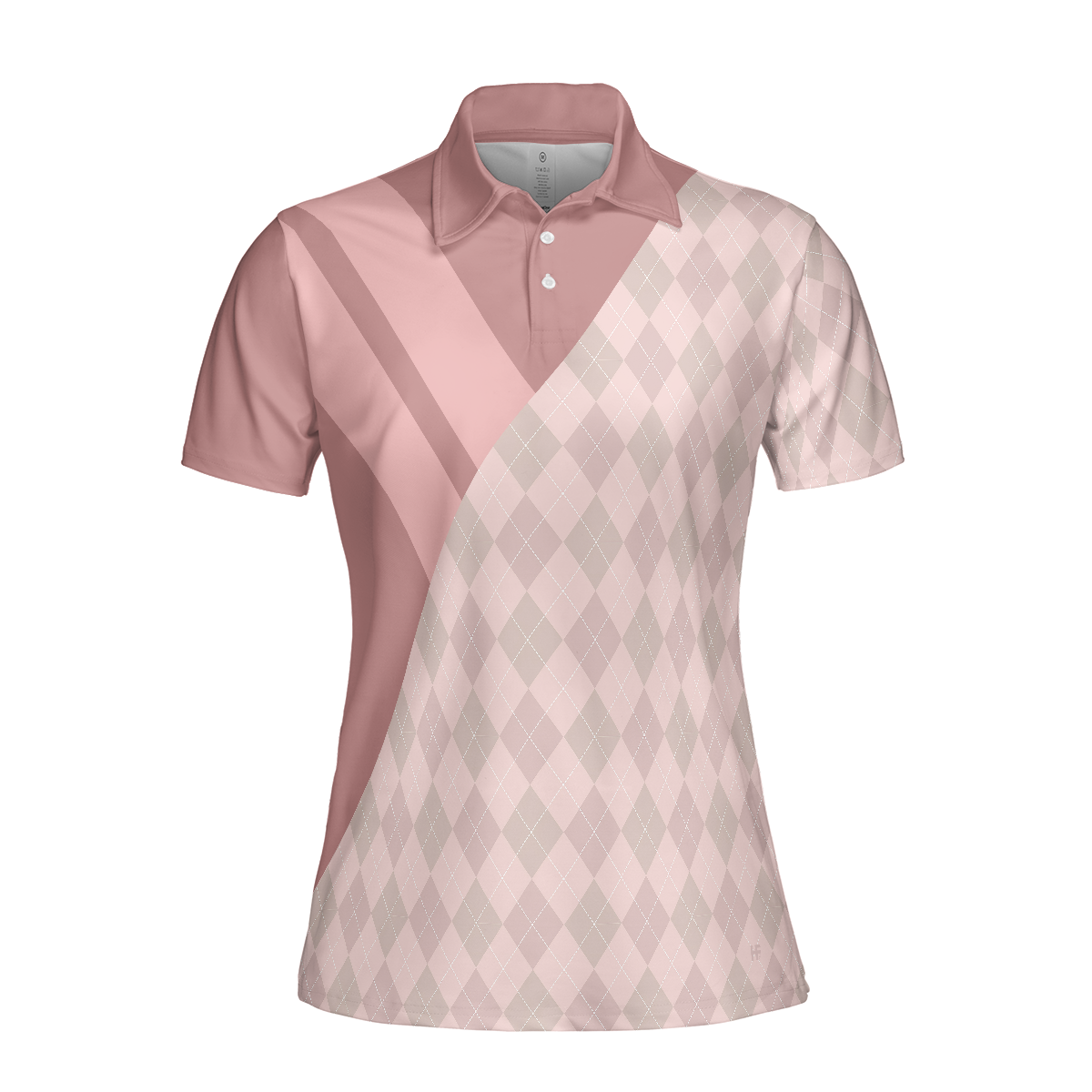 Never Underestimate A Woman Who Loves Golf And Wine Short Sleeve Women Polo Shirt, Pastel Argyle Pattern Shirt