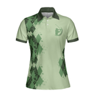 Golf I Know I Play Like A Girl Green Short Sleeve Women Polo Shirt, Argyle Pattern Golf Shirt For Ladies, Unique Female Golf Gift