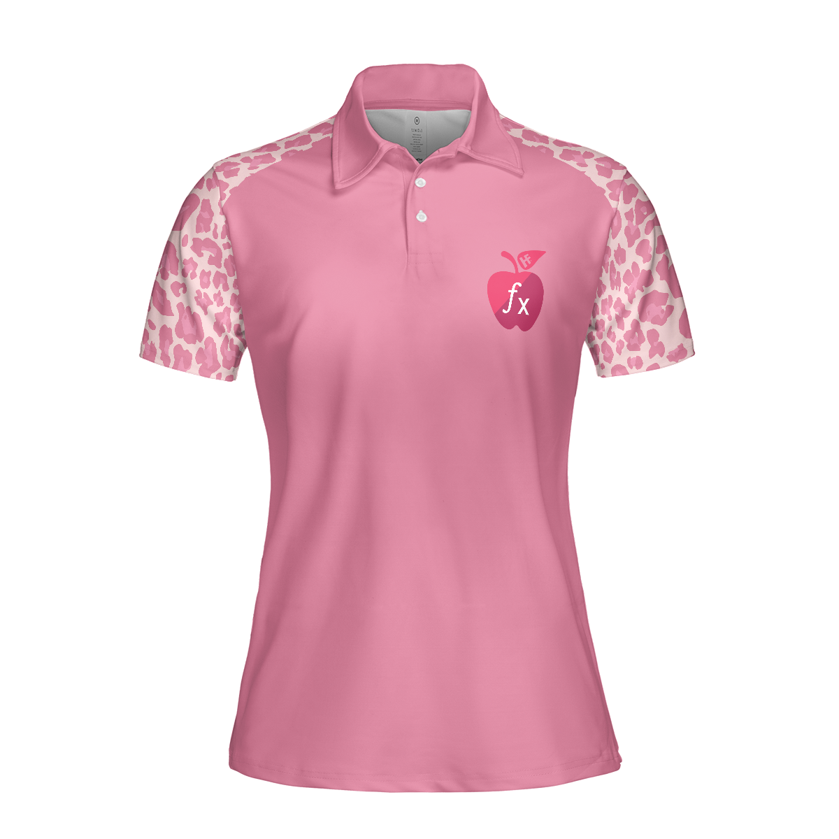 Pink Leopard Math Teacher Short Sleeve Women Polo Shirt, Funny Math Shirt For Ladies