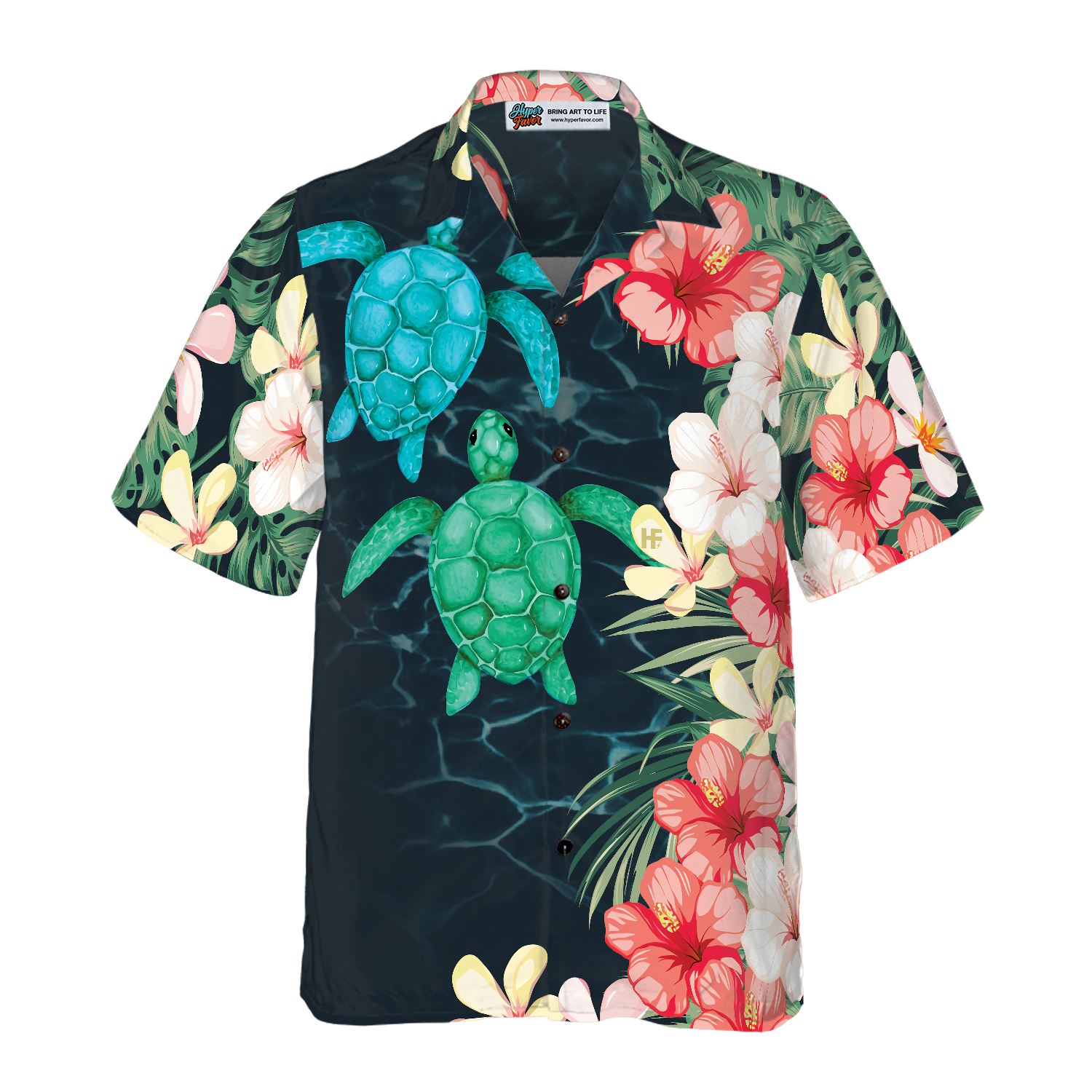 Tropical Sea Turtle And Flower Hawaiian Shirt