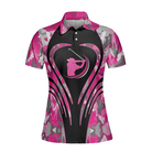 Golf Girl Pink Camouflage Pattern Short Sleeve Women Polo Shirt, Unique Female Golf Gift