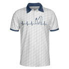 Heartbeat Golfer White And Navy Golf Polo Shirt For Men, Best Gift For Golfers