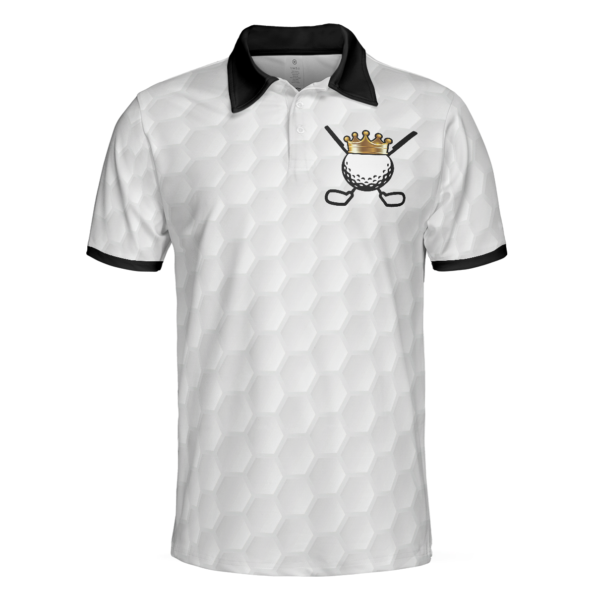 King Of Golf Black And White Polo Shirt For Men, Golf Texture Golfer On Throne Polo Shirt