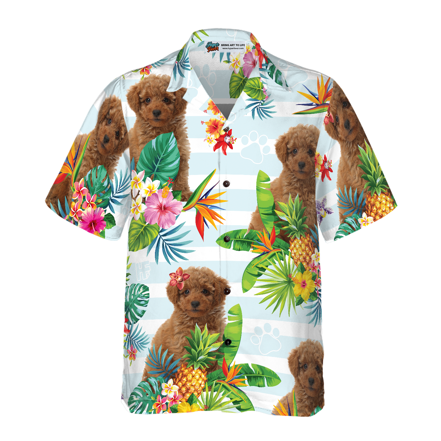 Tropical Flower With Poodle Hawaiian Shirt