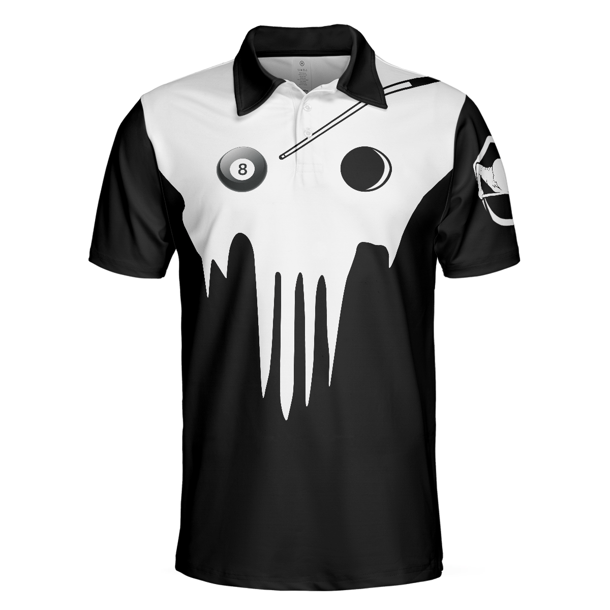 Skull Billiards Polo Shirt, Black And White Billiards Shirt For Billiards Lovers, Basic Shirt Design For Men