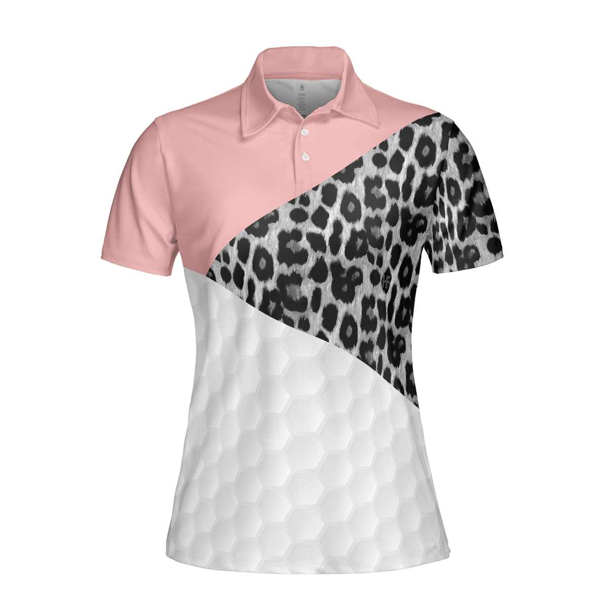 Golf Ball Texture With Leopard Pattern Golf Short Sleeve Women Polo Shirt, Golf Shirt For Female Golfers
