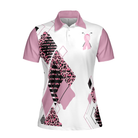 Golf Girl In October We Wear Pink Short Sleeve Women Polo Shirt, White And Pink Breast Cancer Awareness Shirt